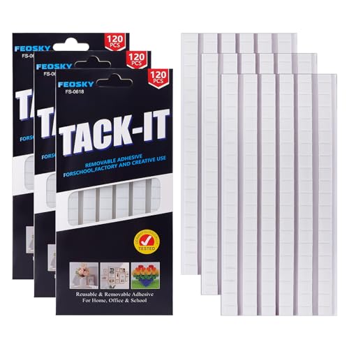 Feosky Adhesive Poster Sticky Tack Putty, Reusable and Removable Adhesive Putty, Mounting Putty for displaying Wall Paintings, Picture, Decoration, Crafts (White, Pack of 3) - color: White, size: 3Pack
