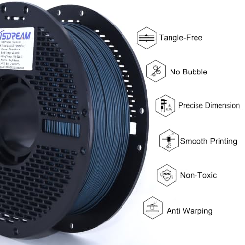 PLA Float Color 3D Printer Filament, Dual-Color Flow Effect Across Smooth Surfaces,1.75mm,1kg(2.2 lbs) Best Suited for Large, Smooth-Surface Models (Blue-Black - color: Pla Float Color Blue-black