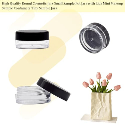 50 Pcs Makeup Sample Containers 3g/5g Sample Containers with Lids Tiny Sample Jars for Skincare Cream Lotion Jewelry Beads DIY Crafts Travel (FZG/3g/Hei) - color: black, size: 3g