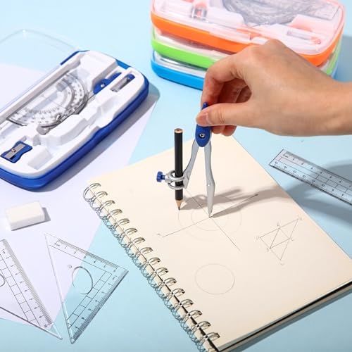 Zonon 36 Sets Math Geometry Kit, 10 Pcs Compass Rulers Protractor School