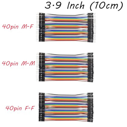 Antrader Breadboard Jumper Wires,40P 10CM/3.9" Male/Female for Raspberry Pi - size: 3.9 Inch (10cm), style: 40 Pin (M/M, M/F, F/F)