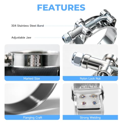 8 Pack 1-3/16 Inch T Bolt Hose Clamps 34-40mm, Heavy Duty Stainless Steel Automotive Pipe Clamps for Small Engine Radiator Water Pipe Air Intake Hose - size: 34-40mm(1-3/16 Inch) 8PCS