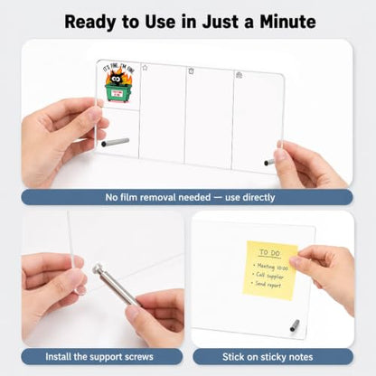Black Cat Memo Board Dumpster Fire Acrylic Monitor Memo Board - color: It’s Fine, I’m Fine