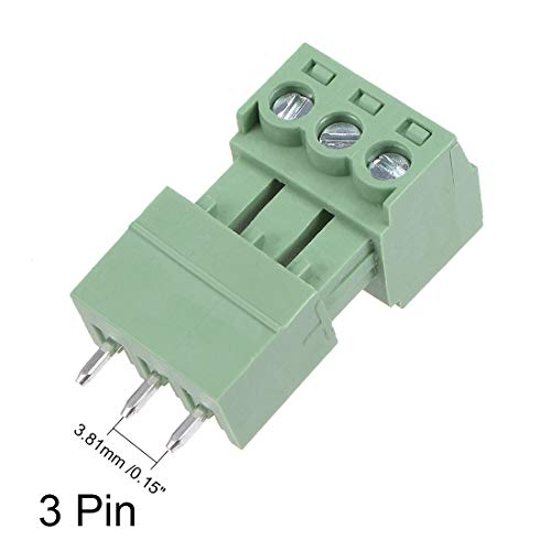 uxcell 3-Pin Pluggable Terminal Block 3.81mm Pitch (3.5mm) Connector Male and Female for PCB 5 Pairs