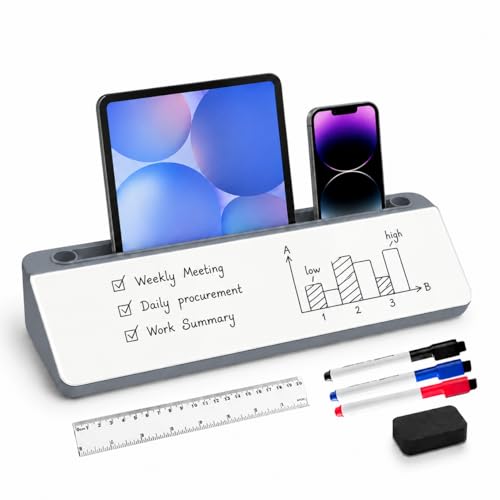 Glass Desktop Whiteboard,Dry Erase Board Buddy Keyboard Stand - color: Grey