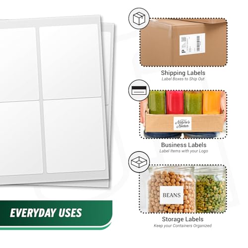 Blank Rectangle Labels, White, 4" x 5" - size: 4" x 5"