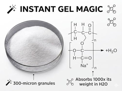 Magic Powder Super Absorbent Polymer, 16 oz Sodium Polyacrylate Powder, Instantly Turns Liquid into Slush, Science Experiments, Magic Tricks, Pranks, STEM Learning, Party Gag Gift