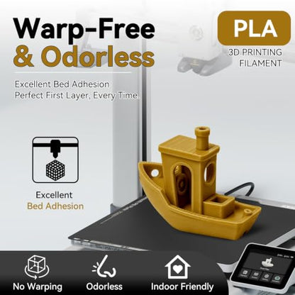 Kingroon PLA Filament 1.75mm 3D Printer Filament Yellow Pla Filament 1kg Filament Dimensional Accuracy +/- 0.02mm, Fit Most FDM Printer,Dark Yellow-Gold - color: 1kg Yellow-gold