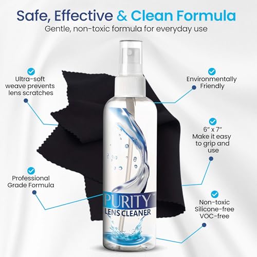 Purity Eyeglass Lens Cleaner Kit - 2 x 8oz and 1 x 2oz Lens Cleaner - style: 5 Piece Set - 2 (8oz + 1 (2 Oz Lens Spray)) + 2 (Microfiber Cloth)