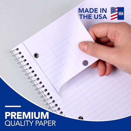 KAISA 70 Sheet 1-Subject Wirebound Notebook Spiral Notebooks, College Ruled 10.5x8 Spiral Notebooks For School Students Office, Pack of 6 Pads,S07001C - color: Standard-College, size: 6 Pads