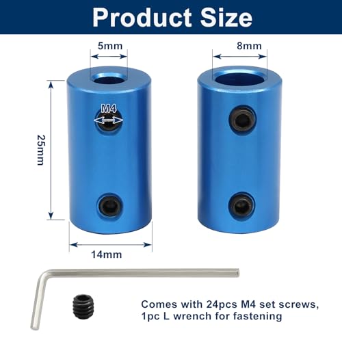 6pcs 5mm to 8mm Bore Rigid Shaft Coupler, Blue - size: 5mm to 8mm