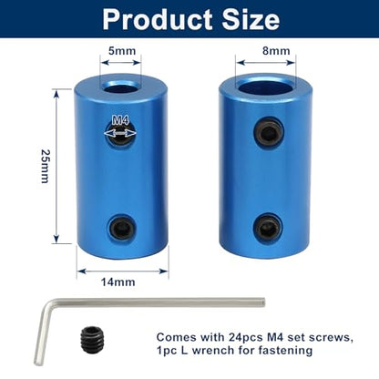 6pcs 5mm to 8mm Bore Rigid Shaft Coupler, Blue - size: 5mm to 8mm