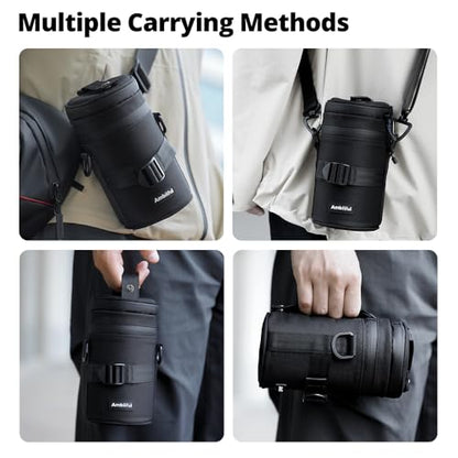 Ambitful 3.15 × 6.10 in Thick Camera Lens Pouch Case, Protection Lens bag - color: 80 × 155 mm (3.15 × 6.10 in)