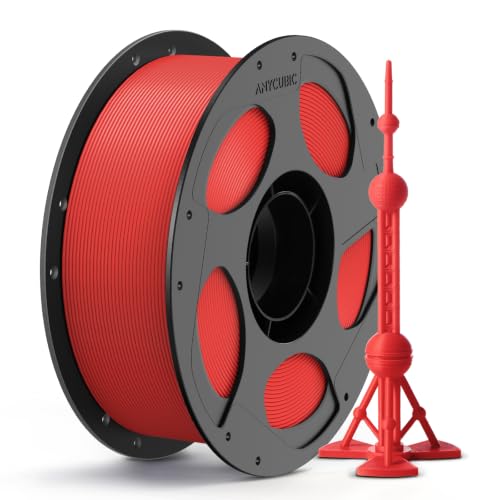 ANYCUBIC PLA Plus (PLA+) 3D Printer Filament 1.75mm, High Toughness 3D Printing Filament, Dimensional Accuracy +/- 0.02mm, Print with Most FDM 3D Printers, 1KG Reusable Spool, Red - color: 1kg Pla+ Red