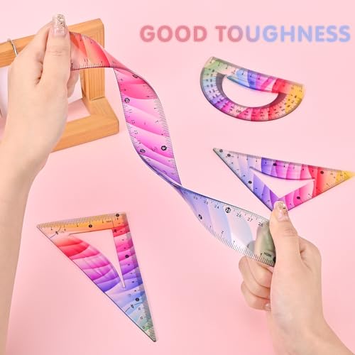 4 Pcs Flexible Rulers Set, Geometry Kit, Bendable Rulers (12 Inch)