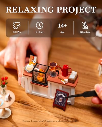 Rolife Coffee Shop DIY Miniature House Kit with LED Light - color: Coffee Shop