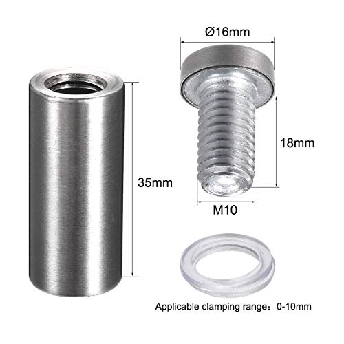 uxcell 5/8 Dia x 1-9/16"(16x40mm) Standoff Screws Wall Mount Sign Holders Acrylic Glass Nails 10pcs - size: 16mmx40mm