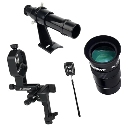 SV214 Pro Universal Phone Adapter for Telescope, Spotting Scope Binoculars, 3-Axis Adjustable Phone Holder Bundle with 40mm Telescope Eyepiece and Finder Scope 5x24, for Astronomy Mobile Photography