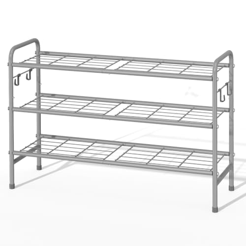 VILICK Metal Shoe Rack for Closet 33" Wide Shoe Organizer for Entryway - color: Grey
