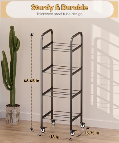 4-Tier 3D Printer Filament Storage Rack with Wheels - size: 4-Tier
