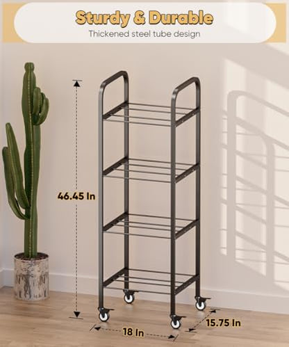 4-Tier 3D Printer Filament Storage Rack with Wheels - size: 4-Tier