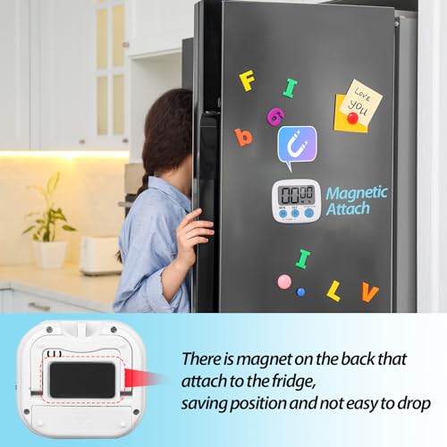 Weewooday 24 Pcs Digital Kitchen Timer Magnetic LCD Alarm, Black, White - color: Black, White