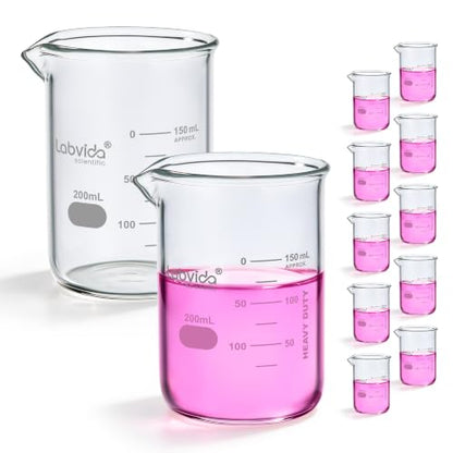 12pcs 200ml 3.3 Borosilicate Glass Thick Beakers, LVA008 - style: 12pcs of Vol.200ml