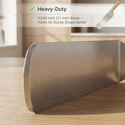 Anmarko Stainless Steel Spatula with Wooden Handle, Food Spatula with S-Hook - color: WH 1pc Mid