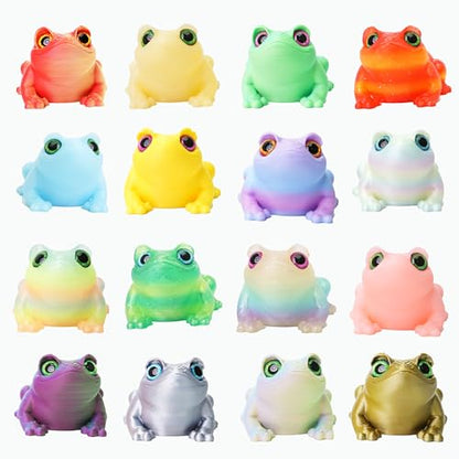 16Pcs Mini 3D Printed Frog Bulk, Articulated Frog Small Animal Figurines, 3D Printed Fidget Toys for Easter Basket Stuffers, Easter Egg Fillers for Kids, Desk Pets for Classroom Prizes - color: 16pcs Frog