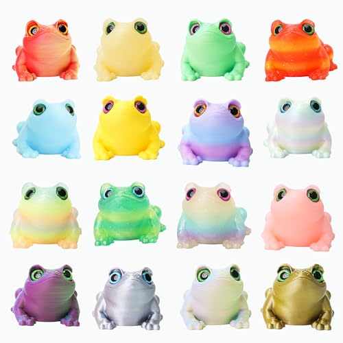 16Pcs Mini 3D Printed Frog Bulk, Articulated Frog Small Animal Figurines, 3D Printed Fidget Toys for Easter Basket Stuffers, Easter Egg Fillers for Kids, Desk Pets for Classroom Prizes - color: 16pcs Frog