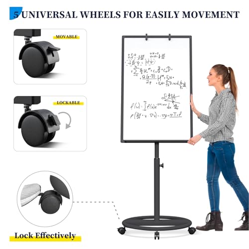 Maxtek Whiteboard on Wheels 36 x 24 in, Magnetic Rolling Dry Erase Easel - color: Black, size: 24"W x 36"H