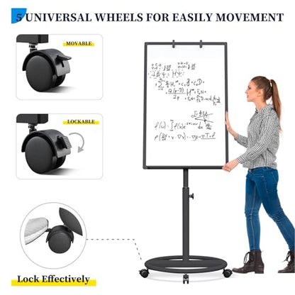Maxtek Whiteboard on Wheels 36 x 24 in, Magnetic Rolling Dry Erase Easel - color: Black, size: 24"W x 36"H