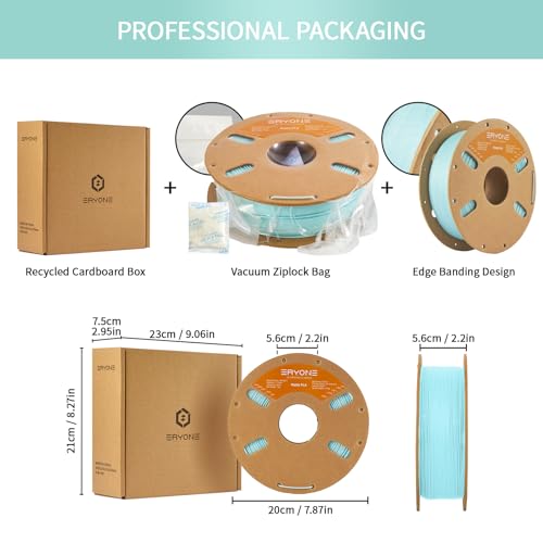 ERYONE Matte PLA Filament for 3D Printer, Filament 1.75mm +/- 0.03mm, 1kg (2.2LBS)/Spool, Mint Green - color: Matte Mint Green