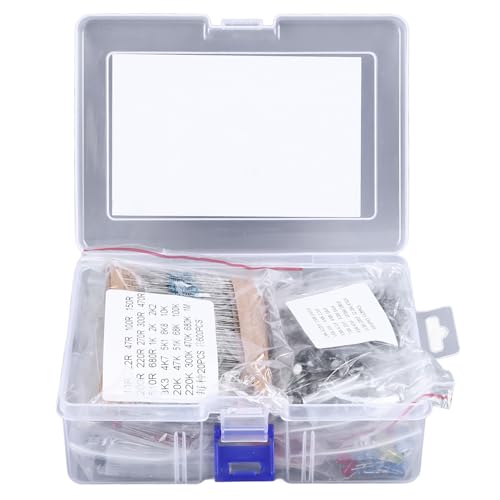 1500PCS Electronic Components Kit with Resistors, Transistors, Capacitors, LEDs, Diodes for Circuit Design, Prototyping, and Repair