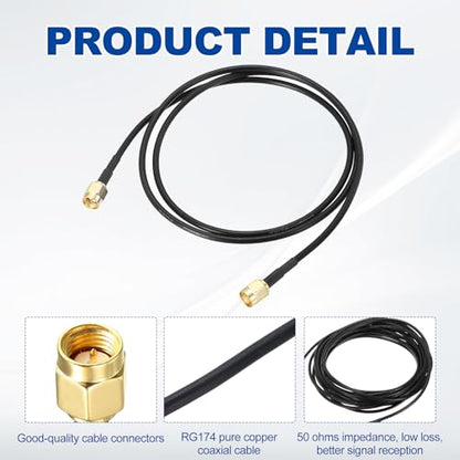 uxcell SMA Male to SMA Male Coaxial Cable 50 Ohm 2.6 Feet RG174 - size: 2.6 Feet
