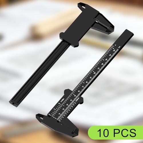 10Pcs Plastic Vernier Caliper 0-6 Inch/150 mm Measuring Tool,Black - color: Black