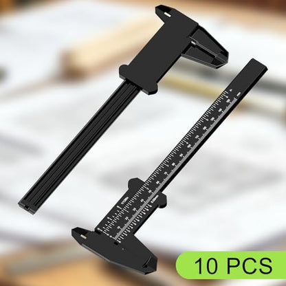 10Pcs Plastic Vernier Caliper 0-6 Inch/150 mm Measuring Tool,Black - color: Black
