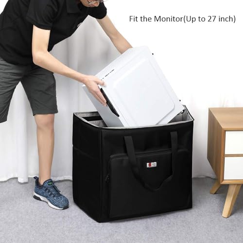 BUBM Desktop Computer Carrying Case, Padded Nylon Carry Tote Bag for Transporting Computer Tower PC Chassis,Monitor(Up to 27 inch),Keyboard,Cable and Mouse