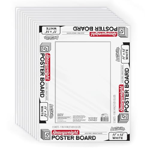 ArtSkills 11” x 14” Poster Board - Heavyweight White Poster Boards 12-Pack - size: 12-Count