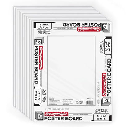 ArtSkills 11” x 14” Poster Board - Heavyweight White Poster Boards 12-Pack - size: 12-Count