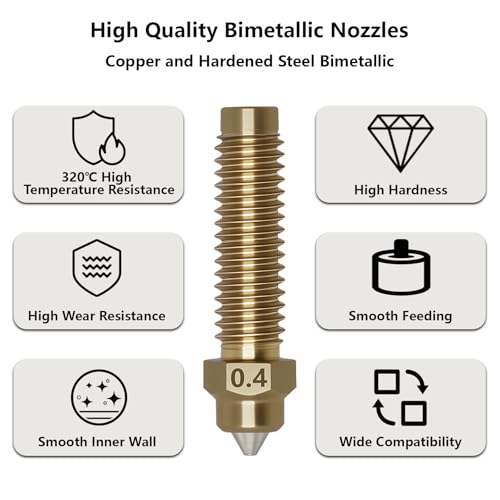 5PCS 0.4mm Nozzles for Centauri Carbon/2, 3D Printer Copper Alloy Hardened Steel Tip Hotend Nozzle Kit for Elegoo Centauri/Carbon/2/Carbon 2. - style: 0.4mm Nozzle