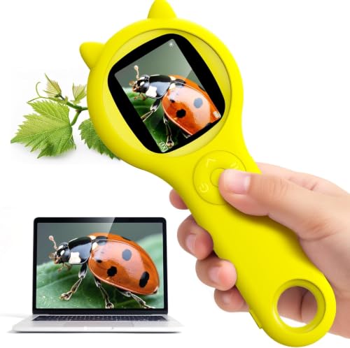 Kids Microscope, 500X Digital Magnifying Glass, STEM Toy, Yellow - color: Yellow, size: 1 Pcs