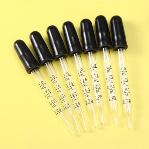 7Pcs Glass Scale Dropper Rubber Head Scale Pipette Dropper Essential Oil Bottle Straw Multi-purpose Droppers for School Home - size: Straight