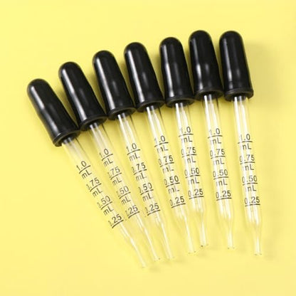 7Pcs Glass Scale Dropper Rubber Head Scale Pipette Dropper Essential Oil Bottle Straw Multi-purpose Droppers for School Home - size: Straight