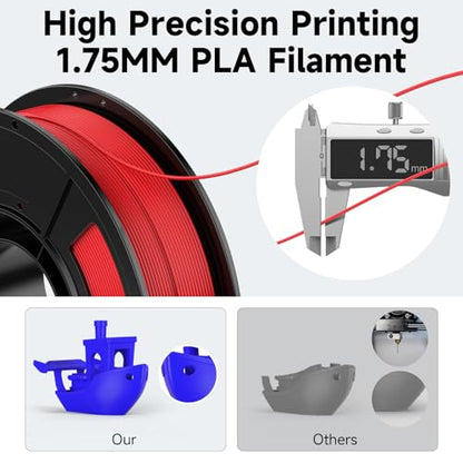 PLA Filament 1.75mm Bundle, WEEDO 3D Printer Filament, Dimensional Accuracy ±0.02mm, Clog-Free, Tangle-Free Packed, Blue+Green+Red+Yellow (250g*4) - color: Multicolor1
