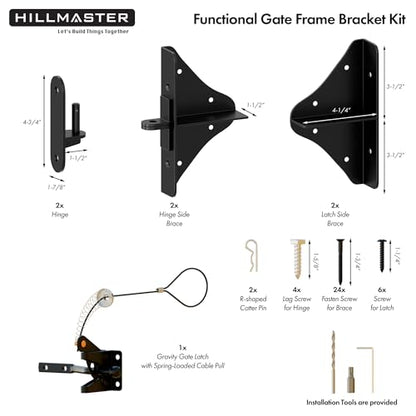 Anti Sag Gate Frame Kit Fence Gate Kit Heavy Duty 90 Degree Right Angle Gate Hinges,Gate Hardware Kit with Gate Latch for Wooden Fences,Gate Corner Brace Bracket for Driveway Gates,Shed Door,Deck Gate