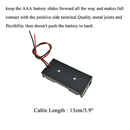HAHIYO 3V AAA Battery Holder Bundle Series with Wire Sturdy Clapm Flexible Springs Contact Build-in Harnesses Batteries Black Case Easy Install 8 Pieces for Wall Clocks Ham Radio Kids Toys - style: Without cover-2AAA-8P