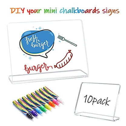AITEE 20 Pack Acrylic Mini Chalkboard Signs Clear Tabletop Signs L-Shaped - style: L-Clear 20