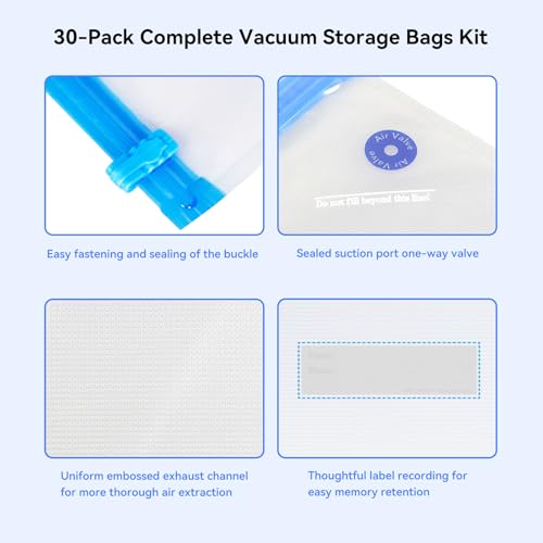 JuWecubic Filament Storage Bags, 30 Pack 11.8"x13.4" Vacuum Kit