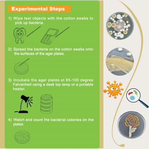 Bacteria Science Kit (IV) (Gift Pack): Prepoured LB-Agar Plates and Cotton Swabs. Exclusive Free Science Fair Project E-Book Packed with Award Winning Experiments. (IV Gift Pack)